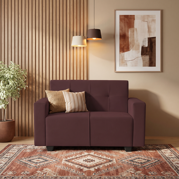London 2 Seater Sofa- ( Plush Suede Fabric- Brown )