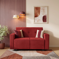 london 2 seater sofa with plush suede fabric color maroon