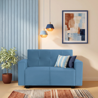 london 2 seater sofa with plush suede fabric color sky blue