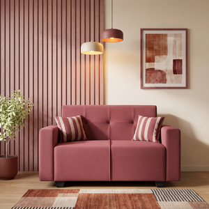 London 2 Seater Sofa- ( Plush Suede Fabric- Peach )