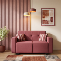 london 2 seater sofa with plush suede fabric color peach