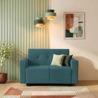 london 2 seater sofa with plush suede fabric color teal
