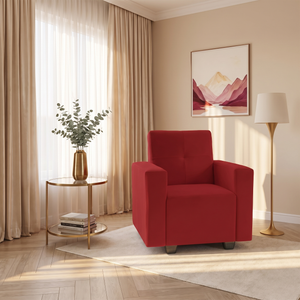London 1 Seater Sofa- ( Plush Suede Fabric- Maroon )