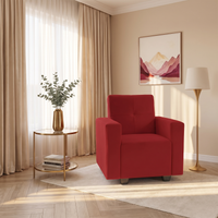 london 1 seater sofa with plush suede fabric finish color maroon