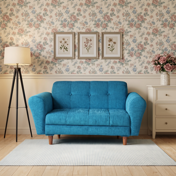 Milan 2 Seater Sofa - ( Premium Molfino Fabric- Sky Blue )