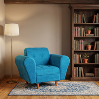 1 seater milan sofa chenille molfino fabric finish color sky blue