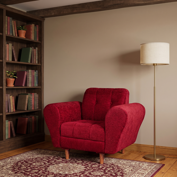 Milan 1 Seater Sofa - ( Premium Molfino Fabric- Maroon )