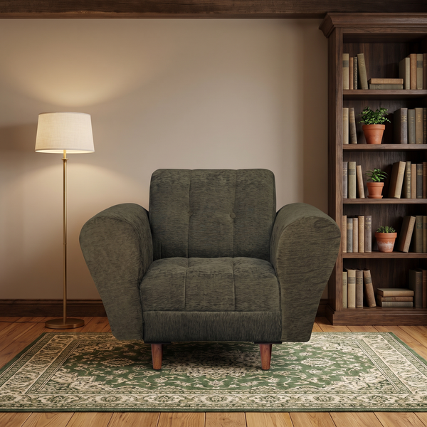 Milan 1 Seater Sofa - ( Premium Molfino Fabric-Green )