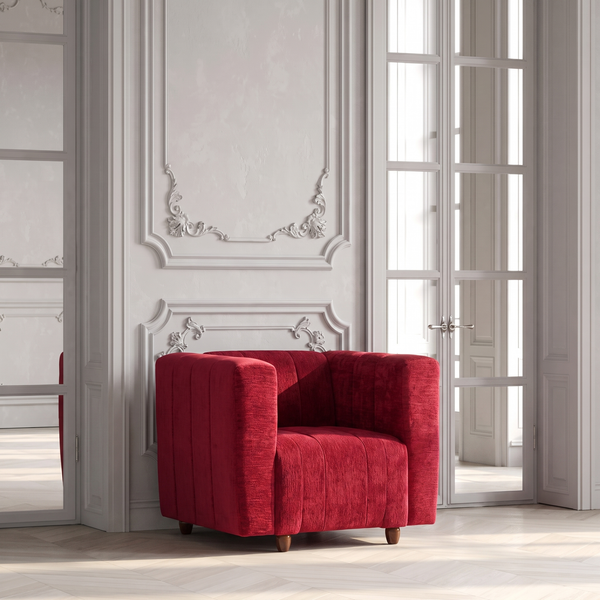 Tokyo 1 Seater Sofa- ( Premium Molfino Fabric- Maroon )