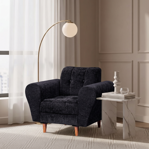Milan 1 Seater Sofa - ( Premium Molfino Fabric- Black )
