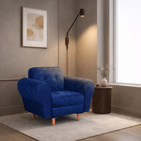 1 seater milan sofa chenille molfino fabric finish color blue