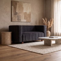 tokyo 2 seater sofa molfino fabric finish color black