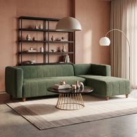 tokyo 6 seater right corner sofa set premium molfino fabric finish color green