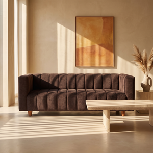 Tokyo 3 Seater Sofa - ( Premium Molfino Fabric- Brown )