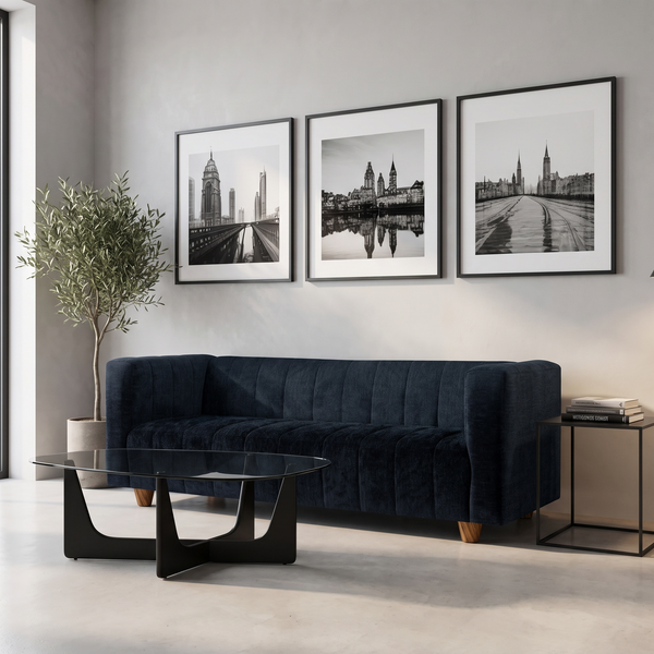 Tokyo 3 Seater Sofa - ( Premium Molfino Fabric- Black )