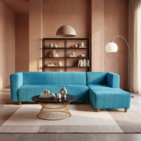 tokyo 6 seater right corner sofa set premium molfino fabric finish color sky blue