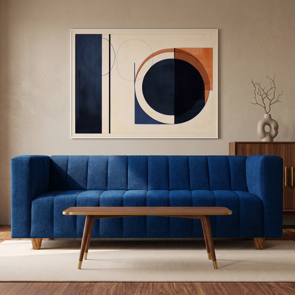 Tokyo 3 Seater Sofa - ( Premium Molfino Fabric- Blue )