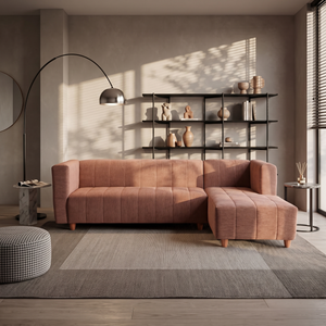 Tokyo 6 Seater Sofa Set Right Corner- ( Premium Molfino Fabric- Beige )