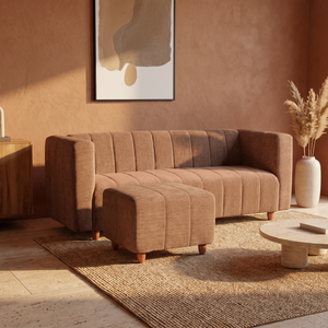 Tokyo 4 Seater Sofa Set with Ottoman- ( Premium Molfino Fabric- Beige )