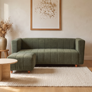 Tokyo 4 Seater Sofa Set with Ottoman- ( Premium Molfino Fabric- Green )