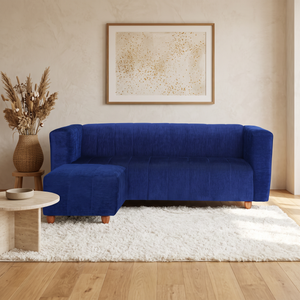 Tokyo 4 Seater Sofa Set with Ottoman- ( Premium Molfino Fabric- Blue )