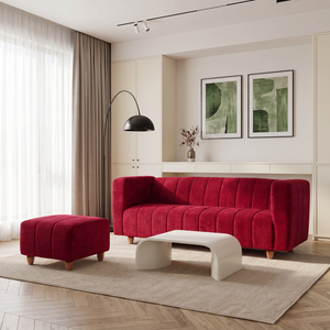 Tokyo 4 Seater Sofa Set with Ottoman- ( Premium Molfino Fabric- Maroon )