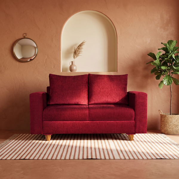 Rio 2 Seater Sofa- ( Premium Molfino Fabric- Maroon )