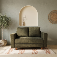 rio 2 seater sofa chenille molfino fabric finish color green