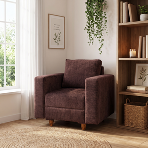 Rio 1 Seater Sofa- ( Premium Molfino Fabric- Brown )