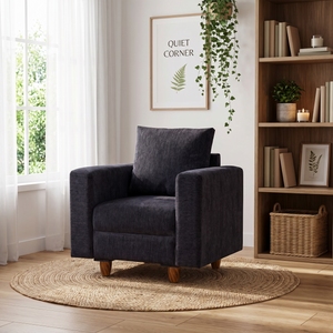 Rio 1 Seater Sofa- ( Premium Molfino Fabric- Black )
