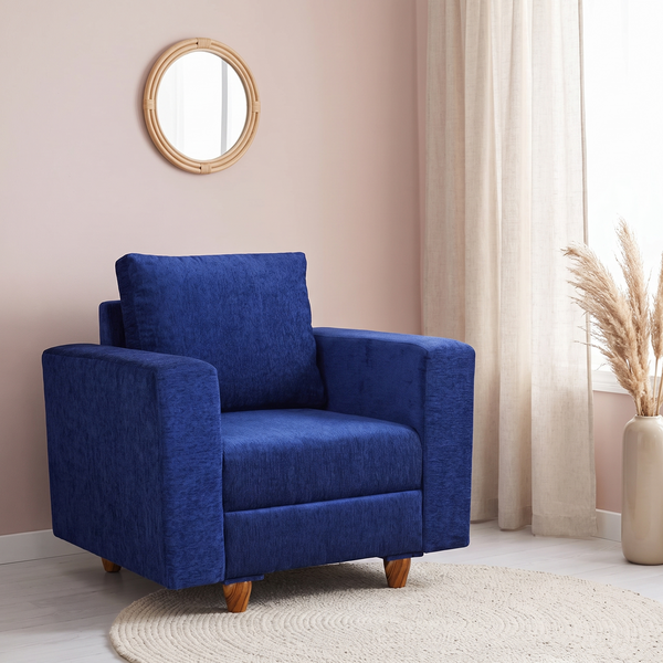 Rio 1 Seater Sofa- ( Premium Molfino Fabric- Blue )
