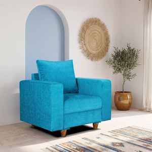 Rio 1 Seater Sofa- ( Premium Molfino Fabric- Sky Blue )