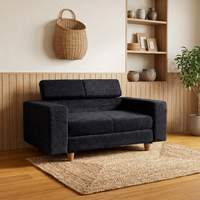 berlin 2 seater sofa chenille molfino fabric finish color black