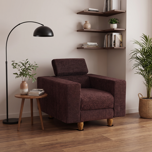 Berlin 1 Seater Sofa- ( Premium Molfino Fabric- Brown )