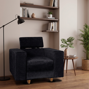 Berlin 1 Seater Sofa- ( Premium Molfino Fabric- Black )