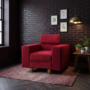 Berlin 1 Seater Sofa- ( Premium Molfino Fabric- Maroon )