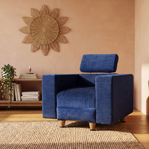 Berlin 1 Seater Sofa- ( Premium Molfino Fabric-Blue )