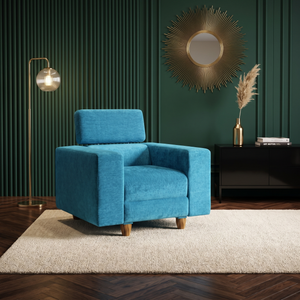 Berlin 1 Seater Sofa- ( Premium Molfino Fabric-Sky Blue )