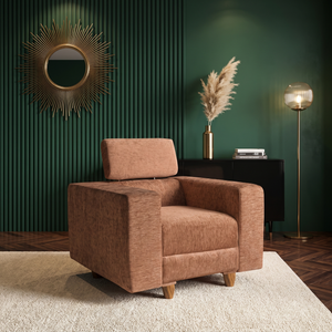 Berlin 1 Seater Sofa- ( Premium Molfino Fabric- Beige )