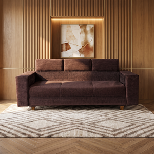 Berlin 3 Seater Sofa- ( Premium Molfino Fabric- Brown)