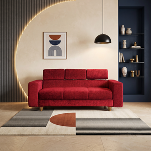 Berlin 3 Seater Sofa- ( Premium Molfino Fabric- Maroon )