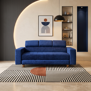 Berlin 3 Seater Sofa- ( Premium Molfino Fabric- Blue )