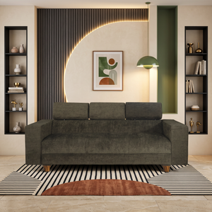 Berlin 3 Seater Sofa- ( Premium Molfino Fabric- Green )