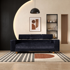 Berlin 3 Seater Sofa- ( Premium Molfino Fabric- Black )