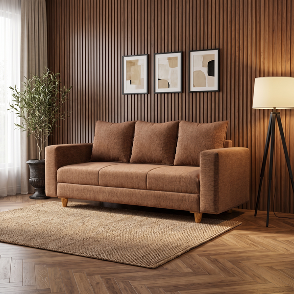 Rio 3 Seater Sofa-  ( Premium Molfino Fabric- Beige )