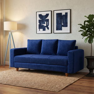 Rio 3 Seater Sofa- ( Premium Molfino Fabric- Blue )