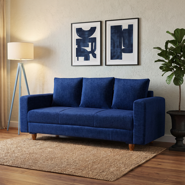 Rio 3 Seater Sofa- ( Premium Molfino Fabric- Blue )
