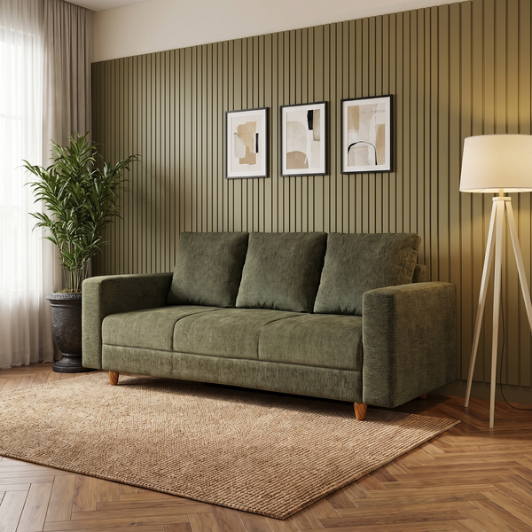Rio 3 Seater Sofa- ( Premium Molfino Fabric- Green )