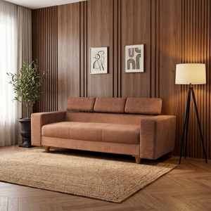 Berlin 3 Seater Sofa- ( Premium Molfino Fabric- Beige )