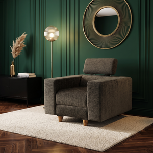 Berlin 1 Seater Sofa- ( Premium Molfino Fabric- green )